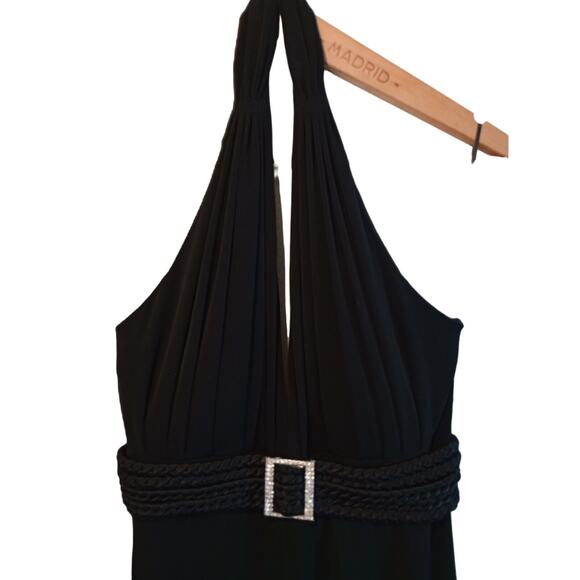 JS Collection Womens Black Halter Top Cocktail Midi Dress Size 14 - Picture 4 of 13